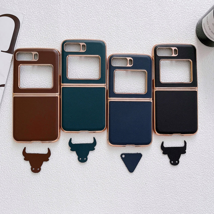 For Motorola Moto Razr 2022 Genuine Leather Xiaoya Series Nano Plating Phone Case(Coffee) - Motorola Cases by PMC TechLife | Online Shopping South Africa | PMC TechLife | Buy Now Pay Later Mobicred