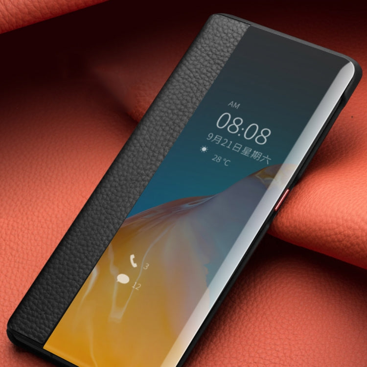 For Huawei P40 QIALINO Litchi Texture Side Window View Leather Phone Case(Orange) - free shipping - PMC TechLife - Order now!
