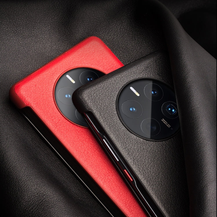 For Huawei Mate 50 QIALINO Genuine Leather Side Window View Smart Phone Case(Black) - Huawei Cases by QIALINO | Online Shopping South Africa | PMC TechLife | Buy Now Pay Later Mobicred