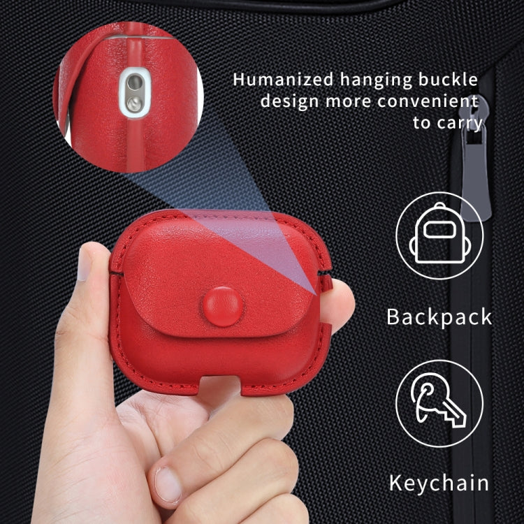 For AirPods Pro 2 Litchi Texture PU Leather Earphone Protective Case with Lanyard(Red) - For AirPods Pro 2 by PMC Jewellery | Online Shopping South Africa | PMC Jewellery | Buy Now Pay Later Mobicred