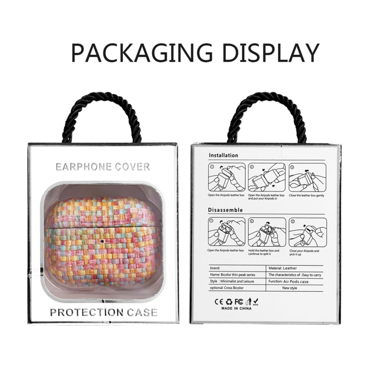 For AirPods 1 / 2 Weave Texture PU Shockproof Earphone Protective Case with Hook(Grey) - For AirPods 1/2 by PMC Jewellery | Online Shopping South Africa | PMC Jewellery | Buy Now Pay Later Mobicred