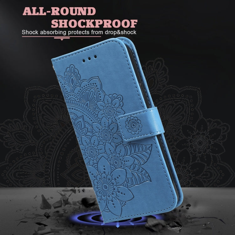 For Samsung Galaxy S23 Ultra 5G 7-petal Flowers Embossing Leather Phone Case(Blue) - Galaxy S23 Ultra 5G Cases by PMC TechLife | Online Shopping South Africa | PMC TechLife