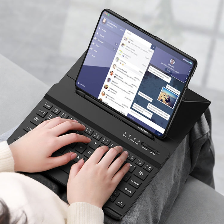 For Samsung Galaxy Z Fold3 5G Magnetic Folding Bluetooth Keyboard Leather Case(Carbon Fiber) - Samsung Keyboard by PMC TechLife | Online Shopping South Africa | PMC TechLife
