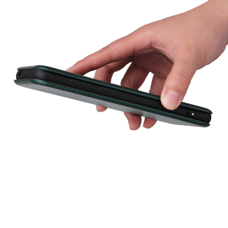 For Blackview A55 Pro Carbon Fiber Texture Horizontal Flip PU Phone Case(Green) - More Brand by PMC TechLife | Online Shopping South Africa | PMC TechLife | Buy Now Pay Later Mobicred