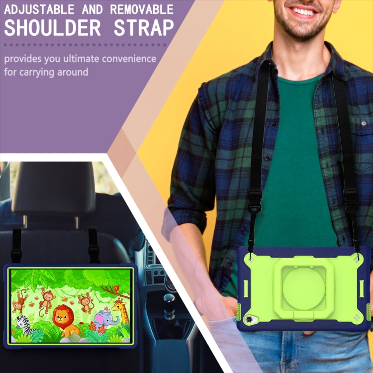 For Lenovo Tab M10 HD 2nd Gen Silicone + PC Bracelet Holder Tablet Case(Navy Blue + Yellow Green) - Lenovo by PMC TechLife | Online Shopping South Africa | PMC TechLife | Buy Now Pay Later Mobicred