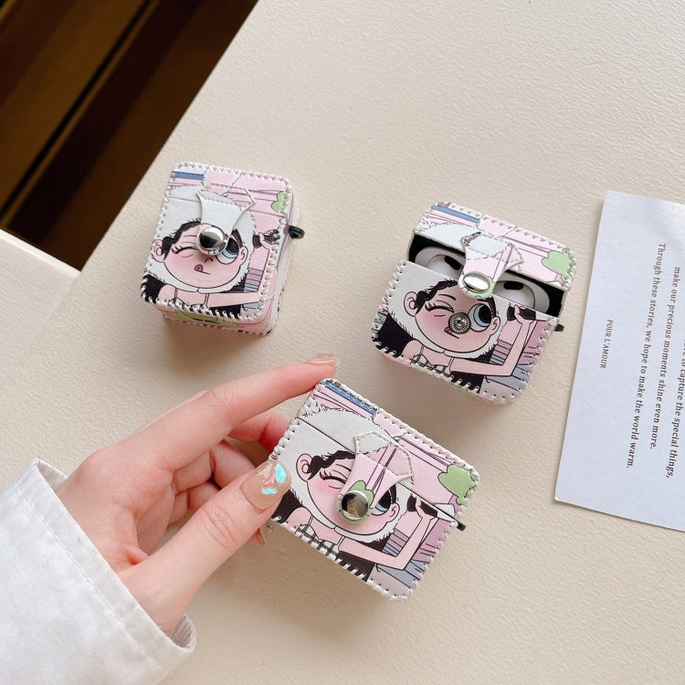 For AirPods 3 Wearing Hat Girl Pattern PU Leather Wireless Earphone Case - For AirPods 3 by PMC Jewellery | Online Shopping South Africa | PMC Jewellery | Buy Now Pay Later Mobicred