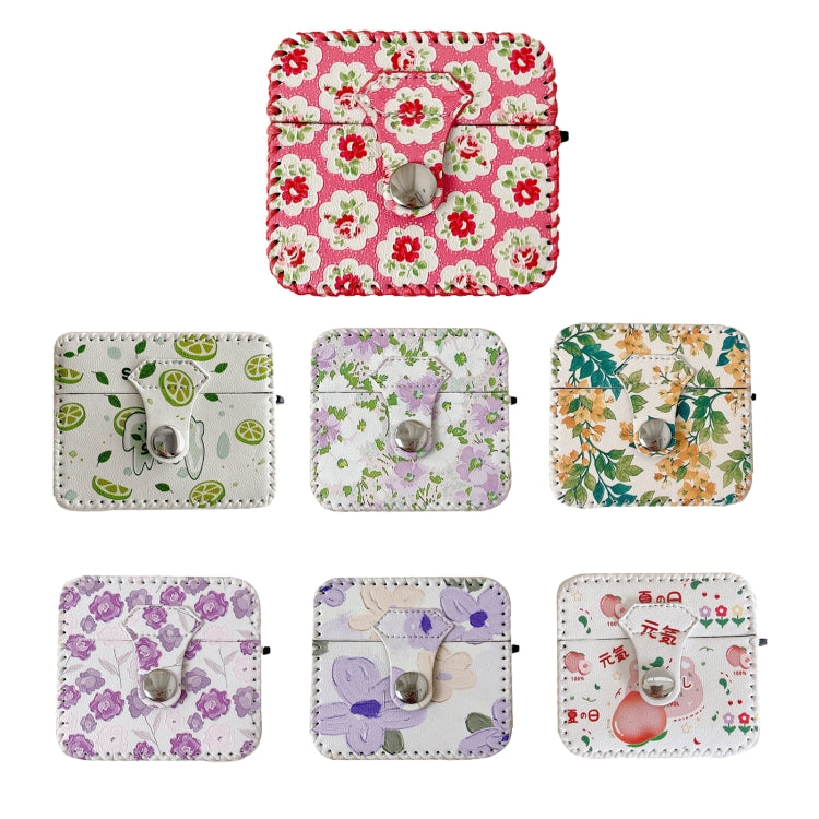 For AirPods 1/2 PU Leather Wireless Earphone Case(Purple White Flowers) - For AirPods 1/2 by PMC Jewellery | Online Shopping South Africa | PMC Jewellery | Buy Now Pay Later Mobicred