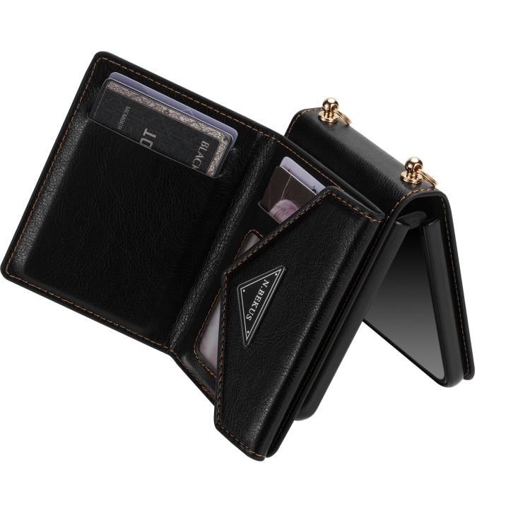 For Samsung Galaxy Z Flip3 5G N.BEKUS Side Zipper Folding Phone Leather Case(Black) - Galaxy Phone Cases by N.BEKUS | Online Shopping South Africa | PMC TechLife | Buy Now Pay Later Mobicred