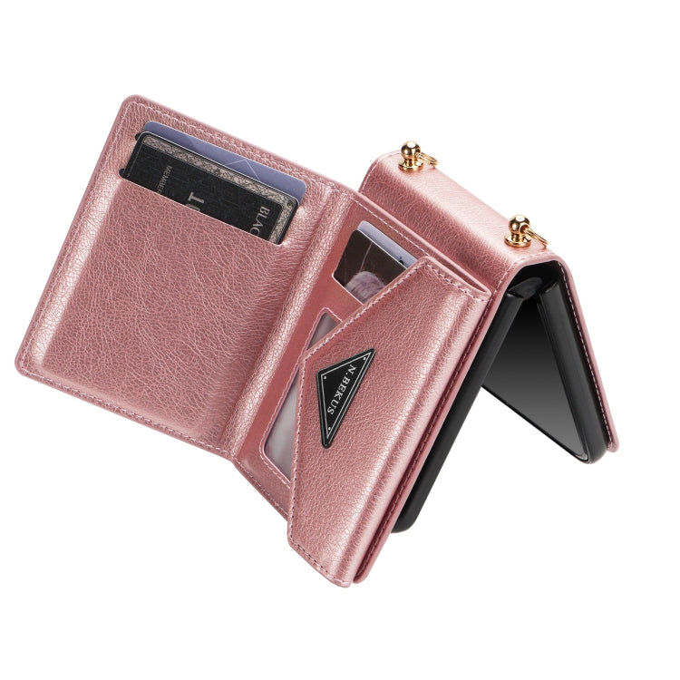 For Samsung Galaxy Z Flip4 N.BEKUS Side Zipper Folding Phone Leather Case(Pink) - Galaxy Z Flip4 5G Cases by N.BEKUS | Online Shopping South Africa | PMC TechLife