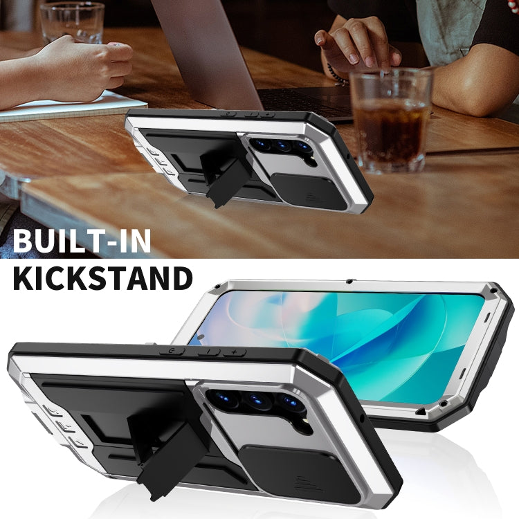 For Samsung Galaxy S23 5G R-JUST Sliding Camera Design Life Waterproof Dustproof Shockproof Phone Case(Silver) - Galaxy S23 5G Cases by R-JUST | Online Shopping South Africa | PMC TechLife | Buy Now Pay Later Mobicred