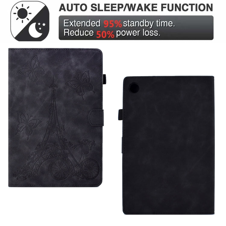 For Lenovo M10 Plus Tower Embossed Leather Smart Tablet Case(Black) - Lenovo by PMC TechLife | Online Shopping South Africa | PMC TechLife | Buy Now Pay Later Mobicred