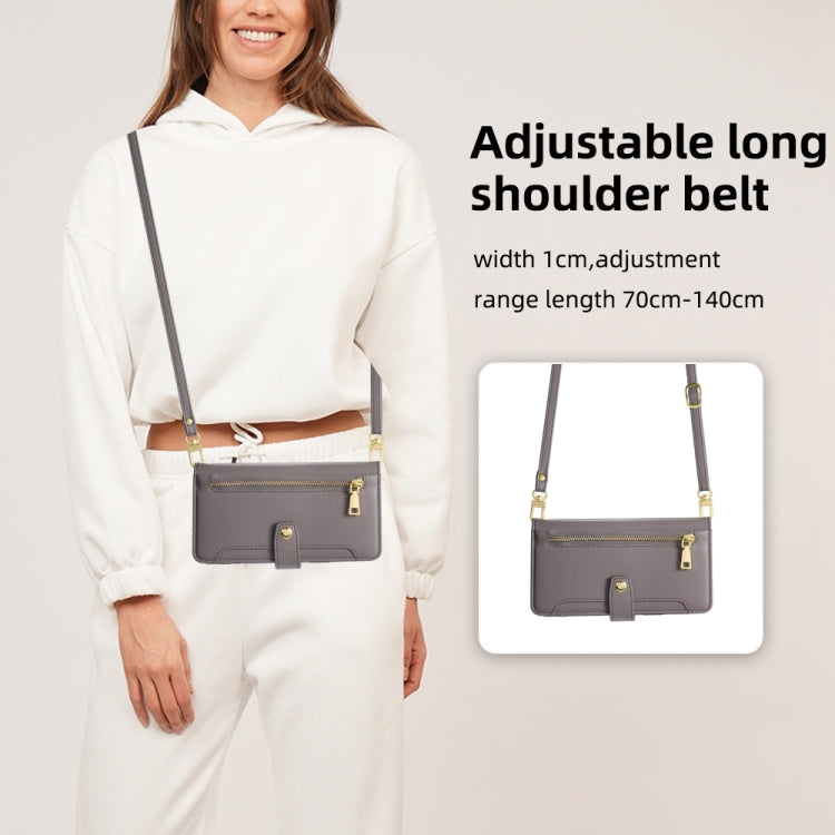 For Motorola Edge Sheep Texture Cross-body Zipper Wallet Leather Phone Case(Grey) - Motorola Cases by PMC TechLife | Online Shopping South Africa | PMC TechLife | Buy Now Pay Later Mobicred