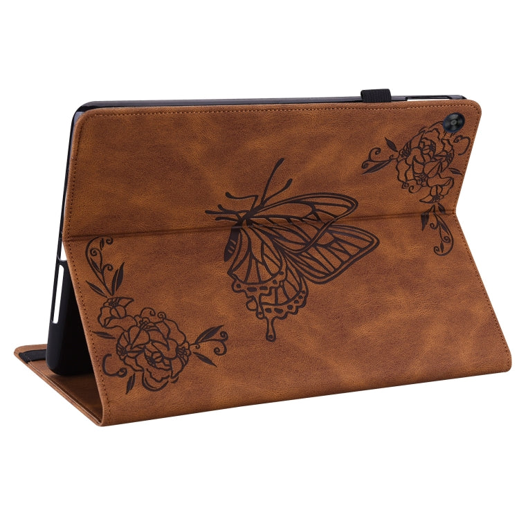 For Huawei MatePad SE Butterfly Flower Embossed Leather Tablet Case(Brown) - Huawei by PMC TechLife | Online Shopping South Africa | PMC TechLife | Buy Now Pay Later Mobicred