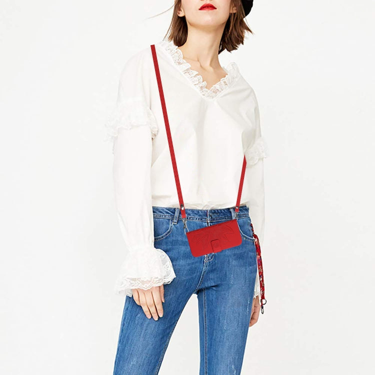 For OPPO A58 5G/A78 5G HT04 Skin Feel Sun Flower Embossed Flip Leather Phone Case with Lanyard(Red) - OPPO Cases by PMC TechLife | Online Shopping South Africa | PMC TechLife | Buy Now Pay Later Mobicred