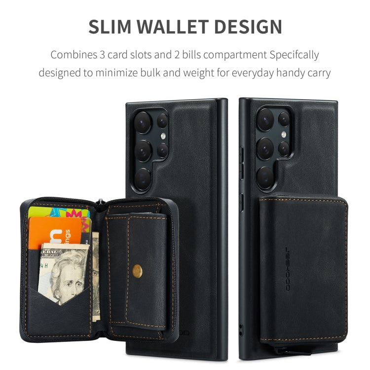 For Samsung Galaxy S24 Ultra 5G JEEHOOD Magnetic Zipper Horizontal Flip Leather Phone Case(Black) - free shipping - PMC Jewellery - Order now!