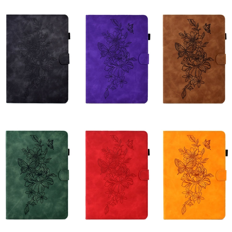 Peony Butterfly Embossed Leather Tablet Case For Huawei MatePad T 10 / T 10s / Honor Tablet Enjoy 2 / Pad X6 / Pad 6(Brown) - free shipping - PMC TechLife - Order now!