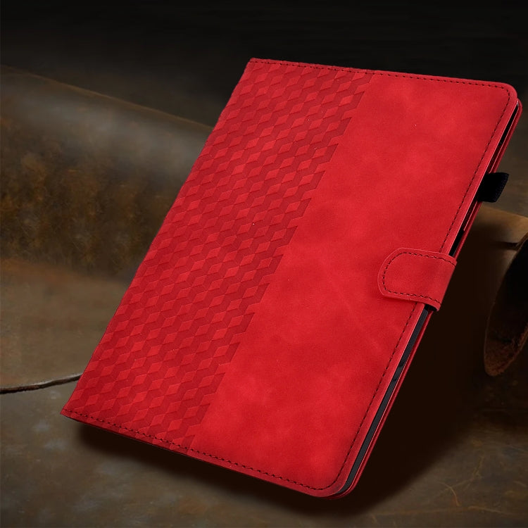 For Lenovo Tab M10 Plus Gen 3 Rhombus Embossed Leather Smart Tablet Case(Red) - Lenovo by PMC TechLife | Online Shopping South Africa | PMC TechLife | Buy Now Pay Later Mobicred