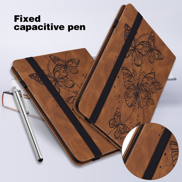 For Lenovo Tab M8 4th Gen Embossed Butterfly Pattern Leather Tablet Case(Brown) - Lenovo by PMC TechLife | Online Shopping South Africa | PMC TechLife | Buy Now Pay Later Mobicred