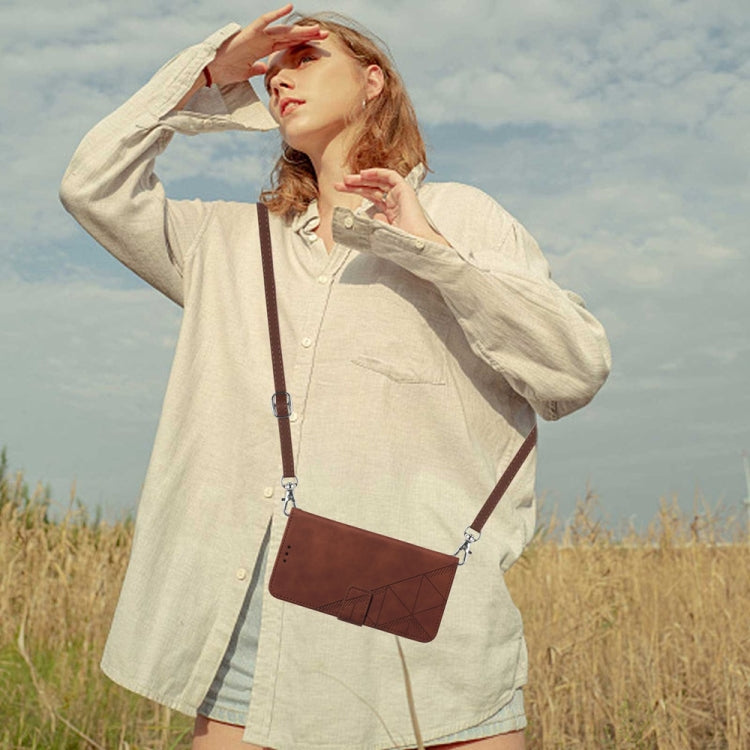 For OPPO Reno 8T 4G Global Crossbody 3D Embossed Flip Leather Phone Case(Brown) - OPPO Cases by PMC TechLife | Online Shopping South Africa | PMC TechLife | Buy Now Pay Later Mobicred