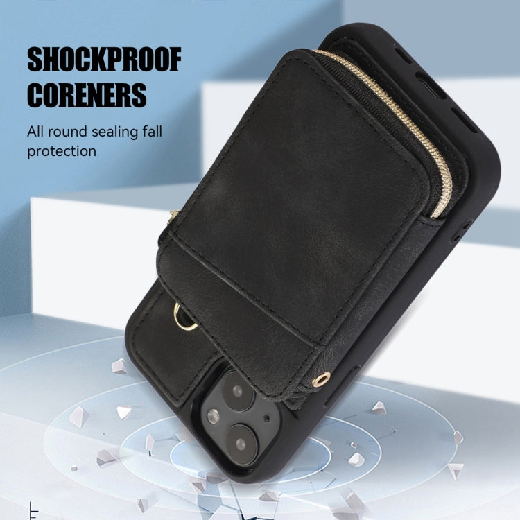 For iPhone 14 Zipper Card Bag Back Cover Phone Case(Black) - iPhone 14 Cases by PMC TechLife | Online Shopping South Africa | PMC TechLife
