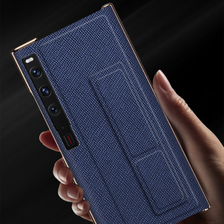 For Huawei Mate Xs 2 Electroplated Cross Pattern Leather All-inclusive Phone Case with Stand(Charm Red Gold) - Huawei Cases by PMC TechLife | Online Shopping South Africa | PMC TechLife | Buy Now Pay Later Mobicred