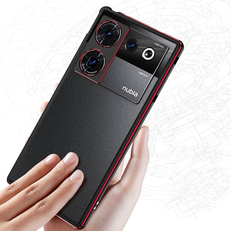 For ZTE nubia Z50 Ultra LK Aurora Metal Frame Phone Case with Lens Cover(Black Red) - ZTE Cases by PMC TechLife | Online Shopping South Africa | PMC TechLife | Buy Now Pay Later Mobicred