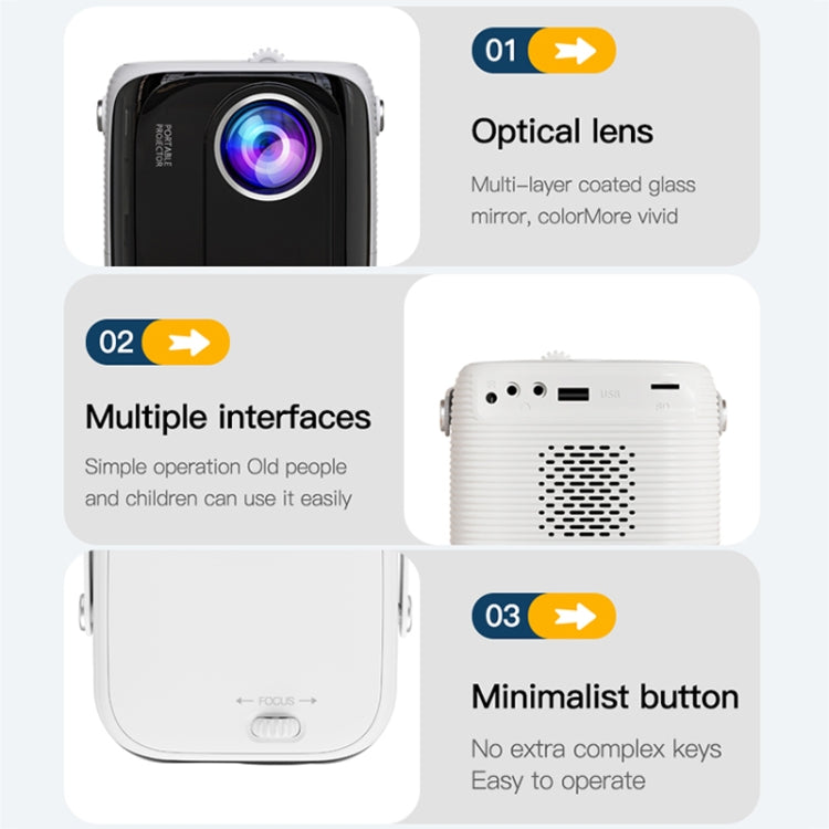 A007 Portable 1280 x 720 HD 113 ANSI Smart LED Projector, Plug:EU Plug(White) - Mini Projector by PMC TechLife | Online Shopping South Africa | PMC TechLife | Buy Now Pay Later Mobicred