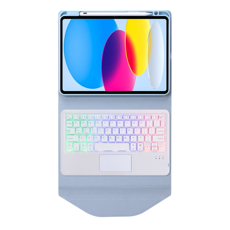 Z10B-AS For iPad 10th Gen 10.9 2022 Pen Slot Touchpad Backlight Bluetooth Keyboard Leather Tablet Case(Sky Blue) - Universal by PMC TechLife | Online Shopping South Africa | PMC TechLife