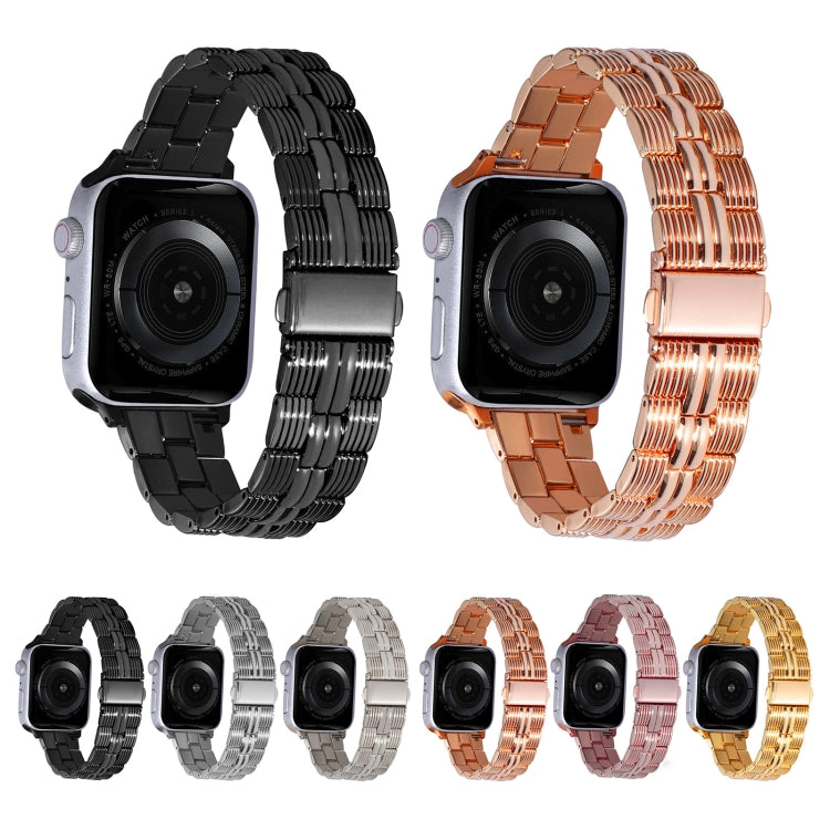 3-Beads Stripe Metal Watch Band For Apple Watch Series 10 42mm(Rose Pink) - free shipping - PMc TechLife - Order now!