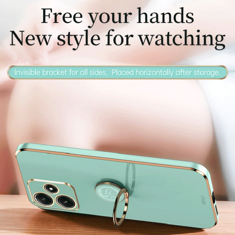 For Xiaomi Redmi Note 12R XINLI Straight Edge 6D Electroplate TPU Phone Case with Ring Holder(Cherry Purple) - Xiaomi Cases by XINLI | Online Shopping South Africa | PMC TechLife | Buy Now Pay Later Mobicred