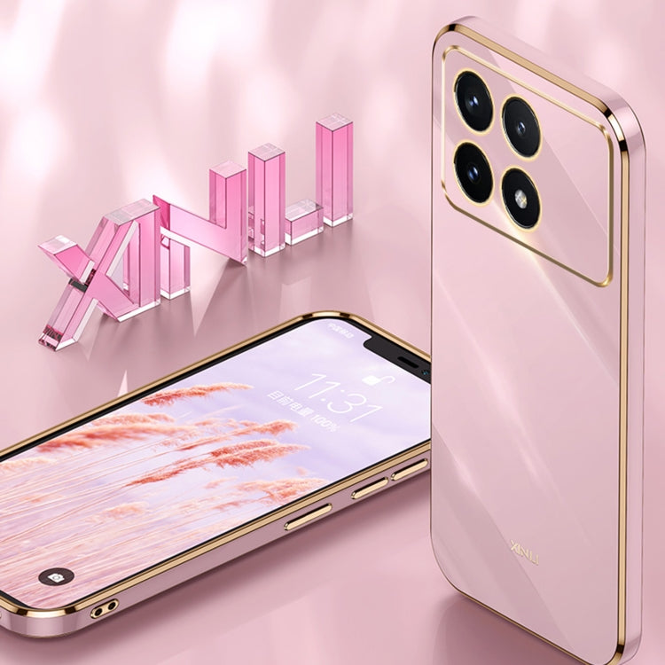 For Xiaomi Redmi K70E XINLI Straight Edge 6D Electroplate TPU Phone Case with Ring Holder(Mint Green) - K70E Cases by XINLI | Online Shopping South Africa | PMC TechLife | Buy Now Pay Later Mobicred