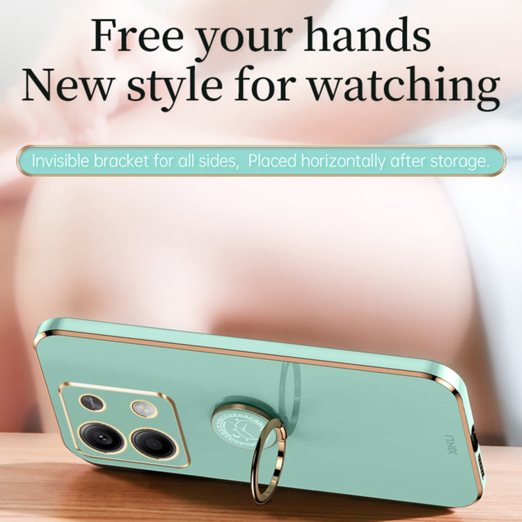 For Xiaomi Redmi Note 13 4G XINLI Straight Edge 6D Electroplate TPU Phone Case with Ring Holder(White) - Note 13 Cases by XINLI | Online Shopping South Africa | PMC TechLife | Buy Now Pay Later Mobicred