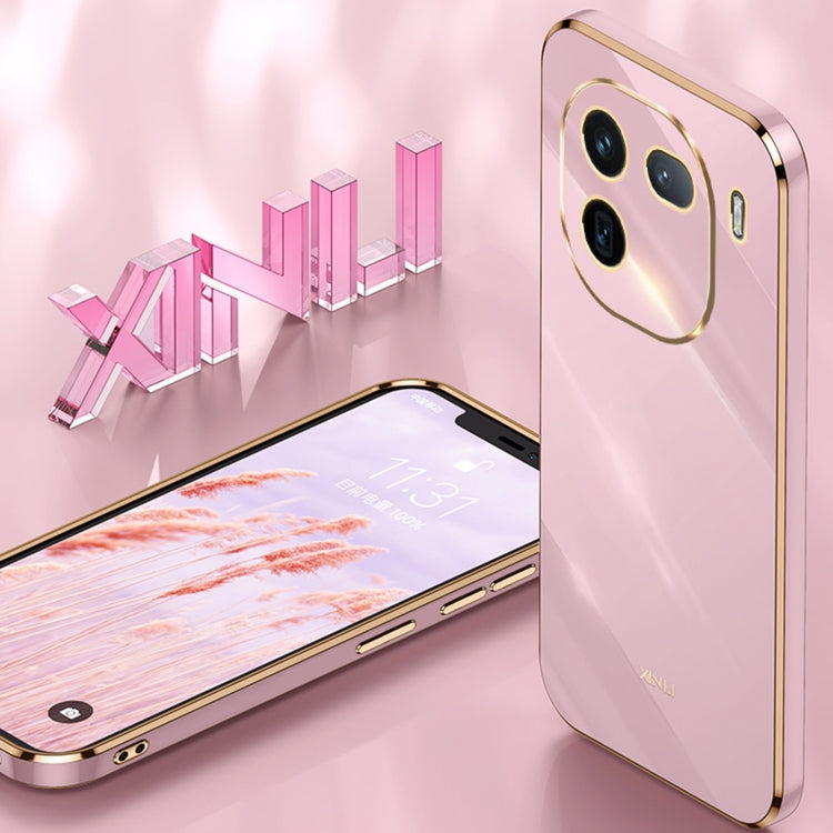 For vivo iQOO 12 5G XINLI Straight Edge 6D Electroplate TPU Phone Case with Ring Holder(Cherry Purple) - vivo Cases by XINLI | Online Shopping South Africa | PMC TechLife | Buy Now Pay Later Mobicred