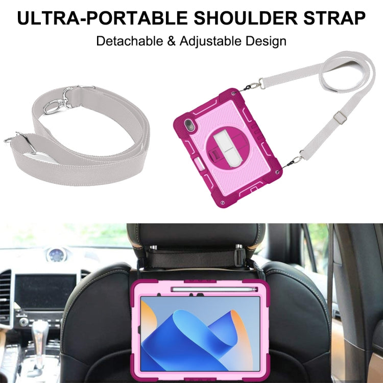 For Huawei MatePad 11 2023 360 Degree Rotation PC Contrast Silicone Tablet Case(Rose Red + Pink) - Huawei by PMC TechLife | Online Shopping South Africa | PMC TechLife | Buy Now Pay Later Mobicred