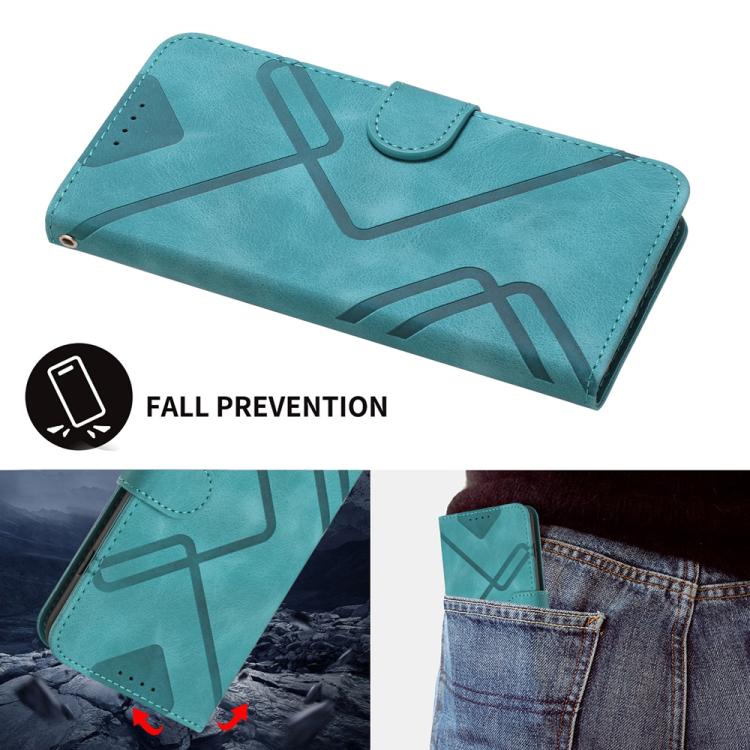 For iPhone 17 Pro Line Pattern Skin Feel Leather Phone Case(Light Blue) - free shipping - PMc TechLife - Order now!