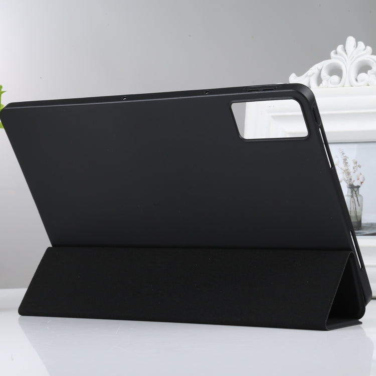 For Xiaomi Redmi Pad SE 2023 Three-fold Holder Flip Tablet Leather Case(Black) - More Tablet Cases by PMC TechLife | Online Shopping South Africa | PMC TechLife | Buy Now Pay Later Mobicred