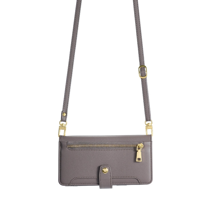 For Nokia C02 TA-1522 Lite Sheep Texture Cross-body Zipper Wallet Leather Phone Case(Grey) - Nokia Cases by PMC TechLife | Online Shopping South Africa | PMC TechLife | Buy Now Pay Later Mobicred