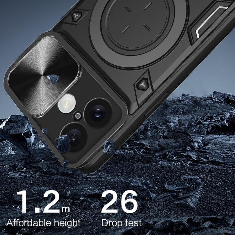 For iPhone 16 CD Texture Sliding Camshield Magnetic Holder Phone Case(Blue) - iPhone 16 Cases by PMC TechLife | Online Shopping South Africa | PMC TechLife | Buy Now Pay Later Mobicred