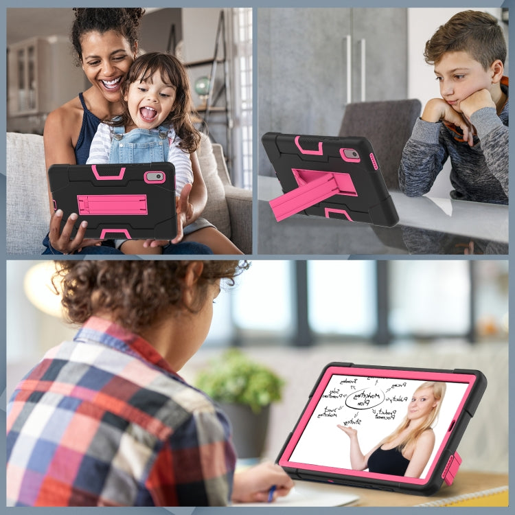 For Lenovo Tab M9 / TB-310FU Contrast Color Silicone Hybrid PC Tablet Case with Holder(Black Rose Red) - Lenovo by PMC TechLife | Online Shopping South Africa | PMC TechLife | Buy Now Pay Later Mobicred