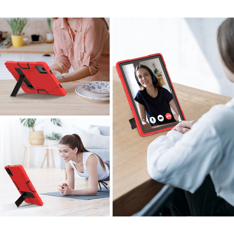 For Lenovo Tab M11/ Xiaoxin Pad 11 2024 Contrast Color Silicone Hybrid PC Tablet Case with Holder(Red Black) - Lenovo by PMC Jewellery | Online Shopping South Africa | PMC Jewellery | Buy Now Pay Later Mobicred