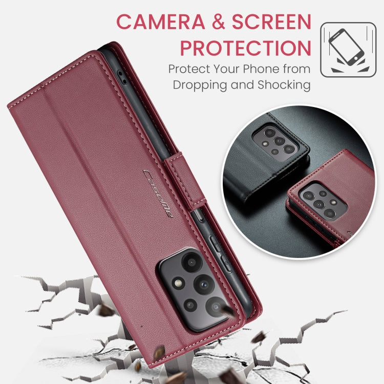 For Samsung Galaxy A23 CaseMe 023 Butterfly Buckle Litchi Texture RFID Anti-theft Leather Phone Case(Wine Red) - free shipping - PMC TechLife - Order now!