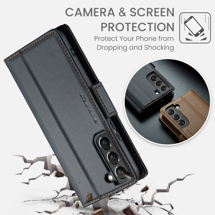 For Samsung Galaxy S22+ 5G CaseMe 023 Butterfly Buckle Litchi Texture RFID Anti-theft Leather Phone Case(Black) - free shipping - PMC TechLife - Order now!