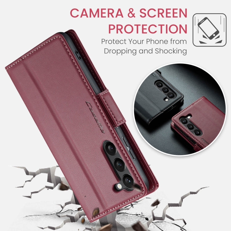 For Samsung Galaxy S23 5G CaseMe 023 Butterfly Buckle Litchi Texture RFID Anti-theft Leather Phone Case(Wine Red) - free shipping - PMC TechLife - Order now!