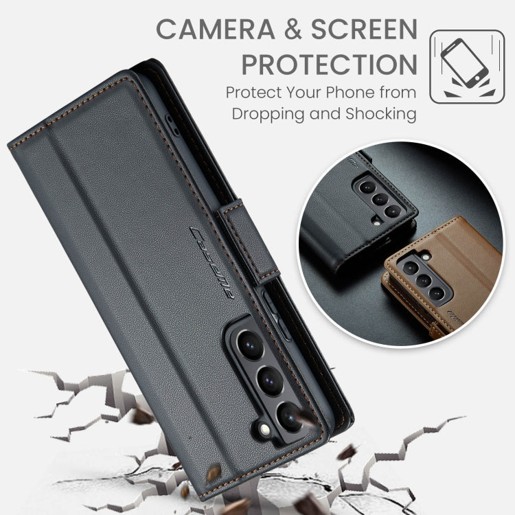 For Samsung Galaxy S21 5G CaseMe 023 Butterfly Buckle Litchi Texture RFID Anti-theft Leather Phone Case(Black) - free shipping - PMC TechLife - Order now!