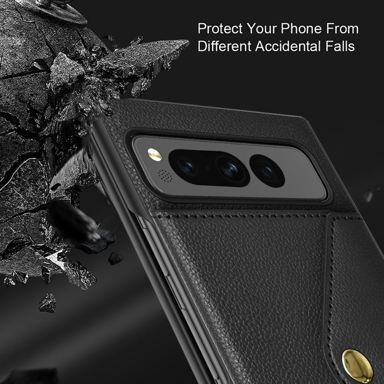 For Google Pixel Fold Litchi Texture Integrated Phone Case with Card Bag(Green) - Google Cases by PMC TechLife | Online Shopping South Africa | PMC TechLife | Buy Now Pay Later Mobicred