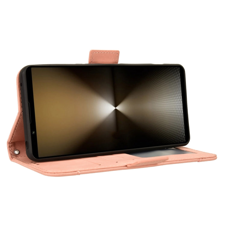 For Sony Xperia 1 VI 2024 Skin Feel Calf Texture Card Slots Leather Phone Case(Pink) - Sony Cases by PMC Jewellery | Online Shopping South Africa | PMC Jewellery | Buy Now Pay Later Mobicred