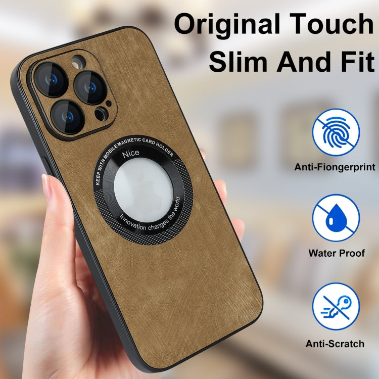 For iPhone 14 Pro Max Skin Feel Leather MagSafe Magnetic Phone Case(Brown) - iPhone 14 Pro Max Cases by PMC TechLife | Online Shopping South Africa | PMC TechLife