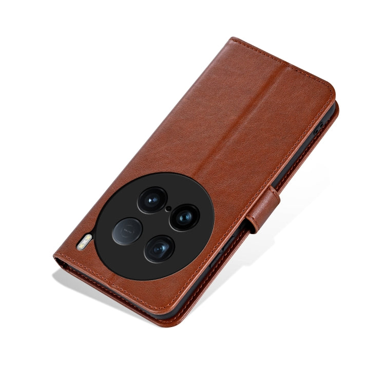 For vivo X100 Ultra AZNS Sheepskin Texture Flip Leather Phone Case(Brown) - free shipping - PMC Jewellery - Order now!