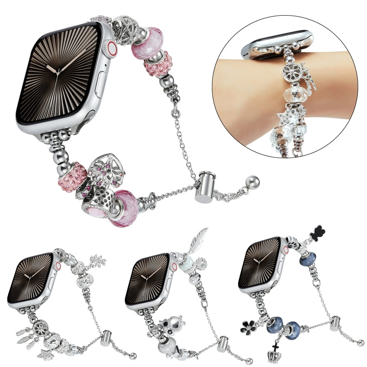 Bead Bracelet Metal Watch Band For Apple Watch 9 45mm(Silver Star) - free shipping - PMC TechLife - Order now!