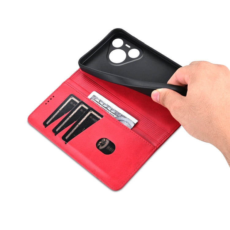 For Huawei Pura 70 Fine Hole AZNS Magnetic Calf Texture Flip Leather Phone Case(Red) - Huawei Cases by AZNS | Online Shopping South Africa | PMC Jewellery | Buy Now Pay Later Mobicred